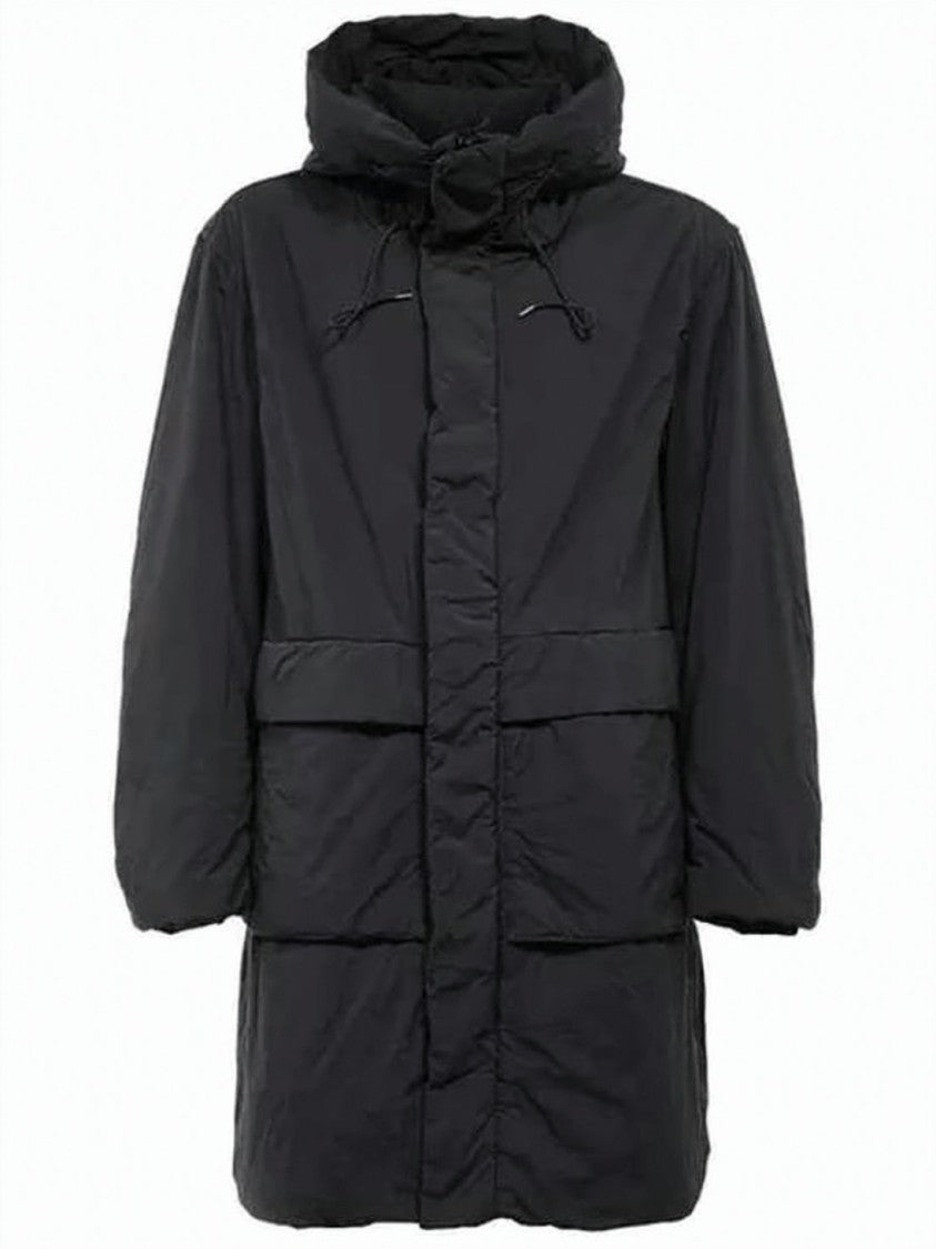 Ten C Matte Black High-Collar Padded Jacket