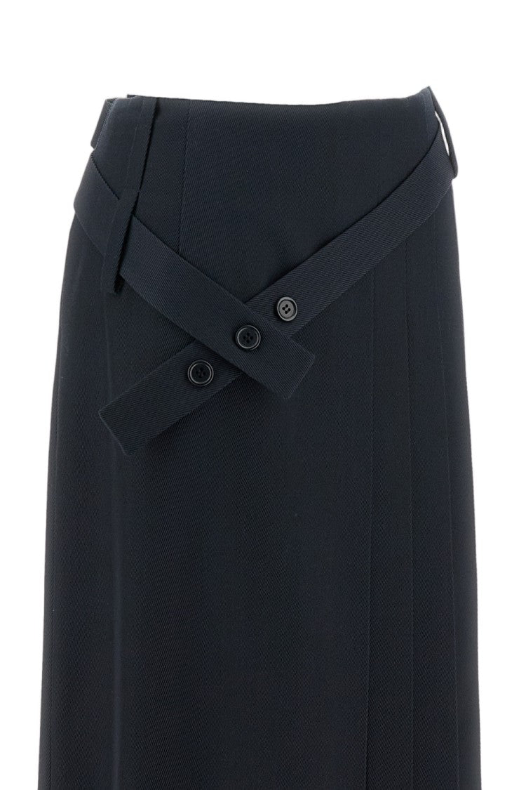 Sibel Saral Flared Blue Skirt With Smooth Texture