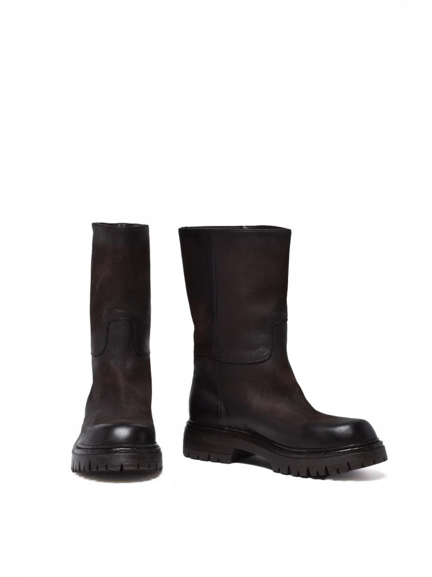 Elena Iachi Brown Suede Block-Heel Ankle Boots