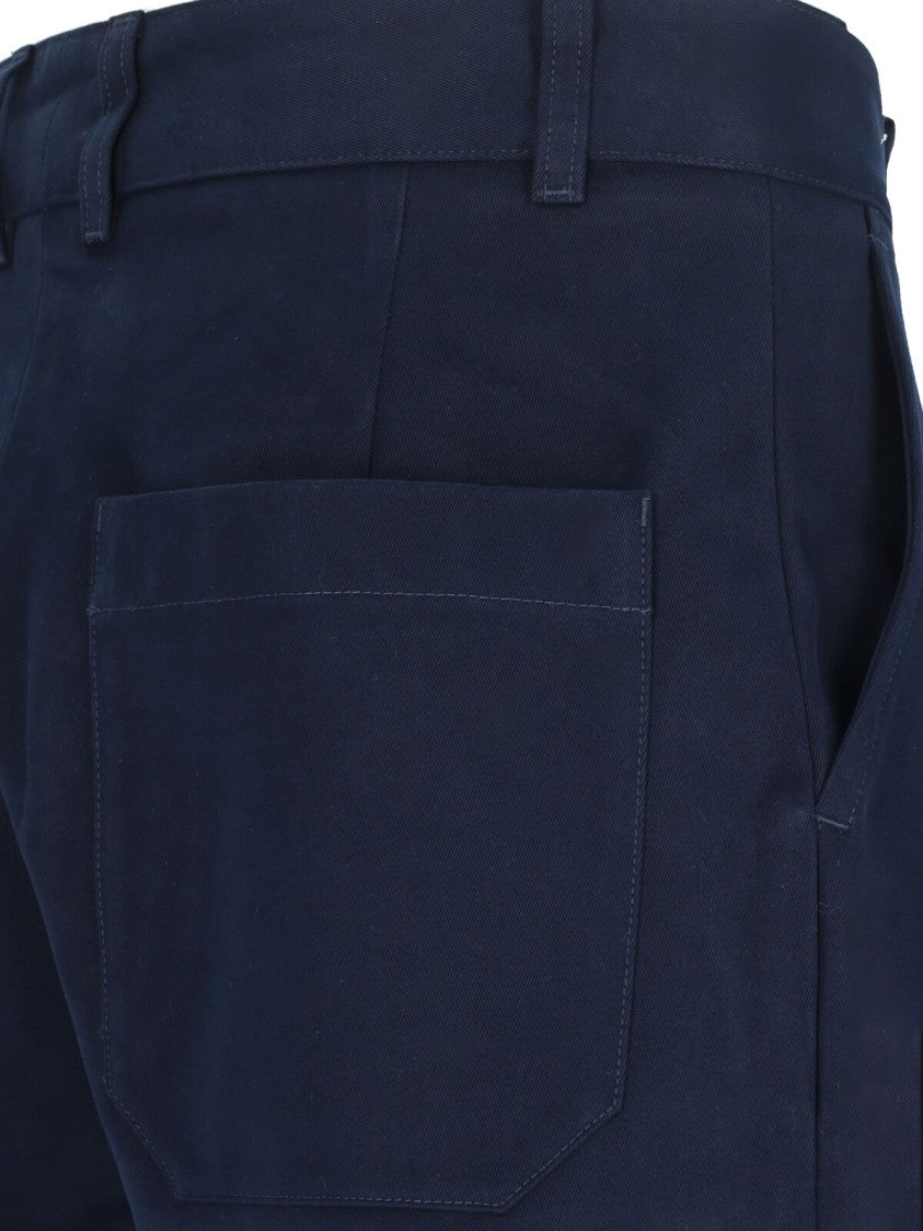 Studio Nicholson Wide Leg Trousers In Blue Cotton