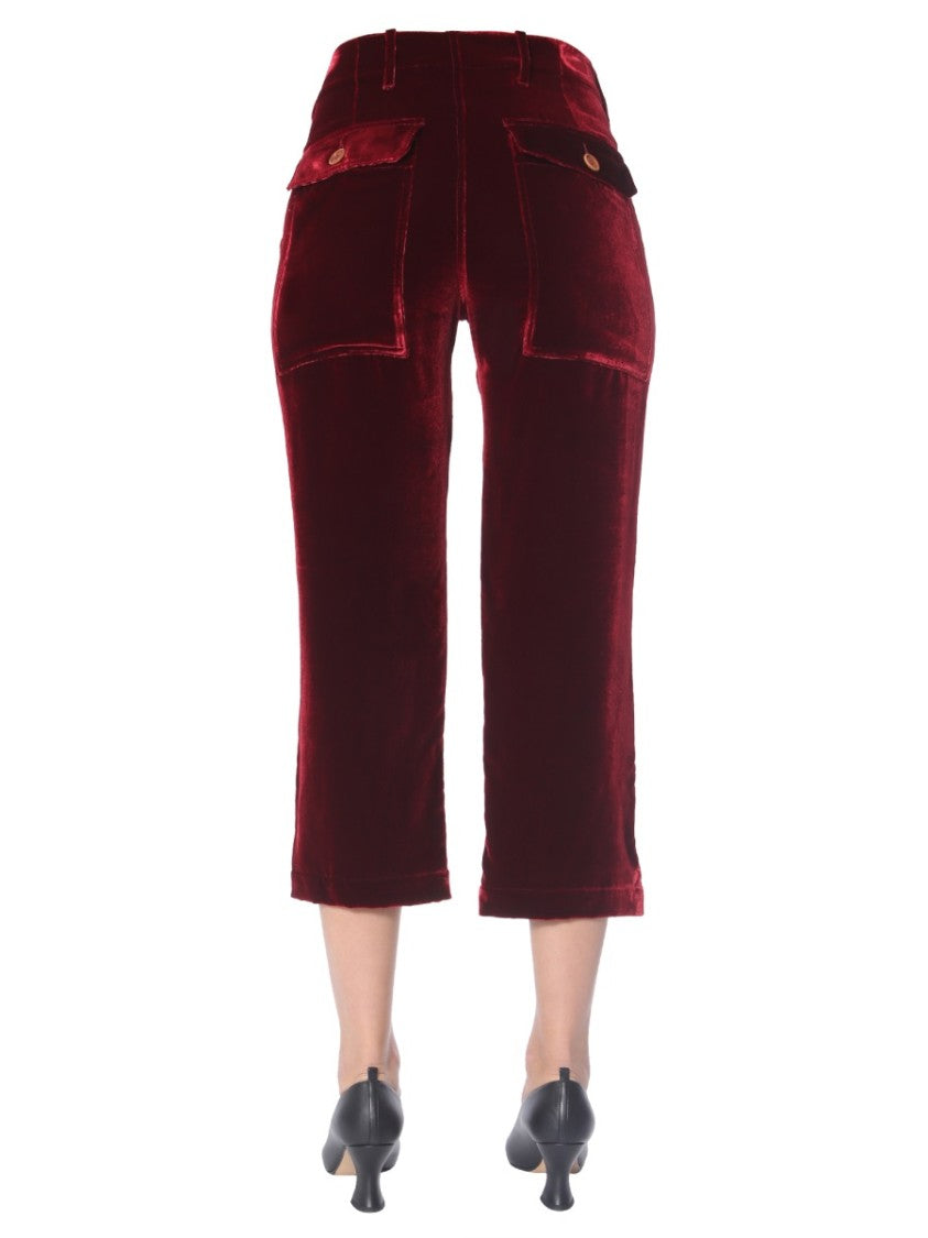 Jejia Burgundy Velvet Cropped Pants