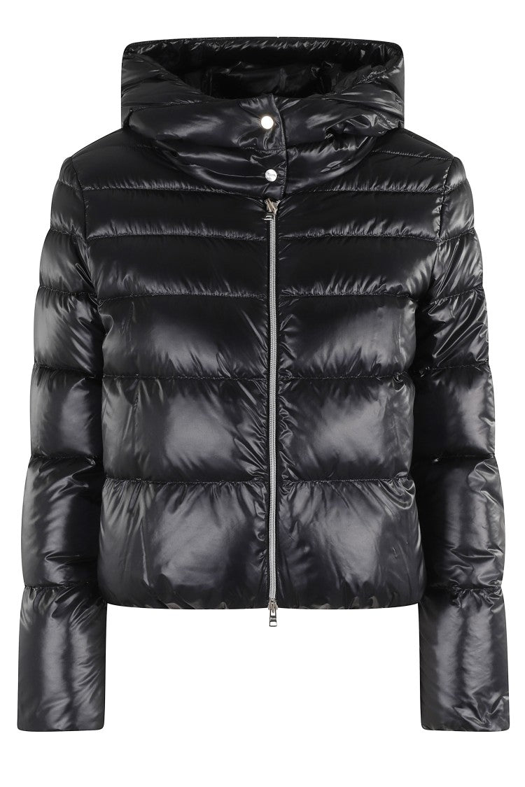 Herno Cropped Black Bomber Jacket