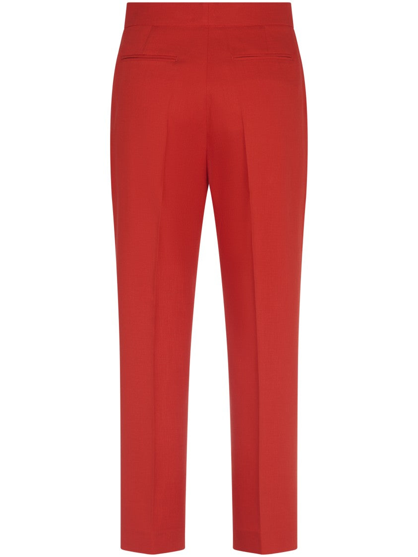 Msgm Tailored Red Trousers With Structured Waistband