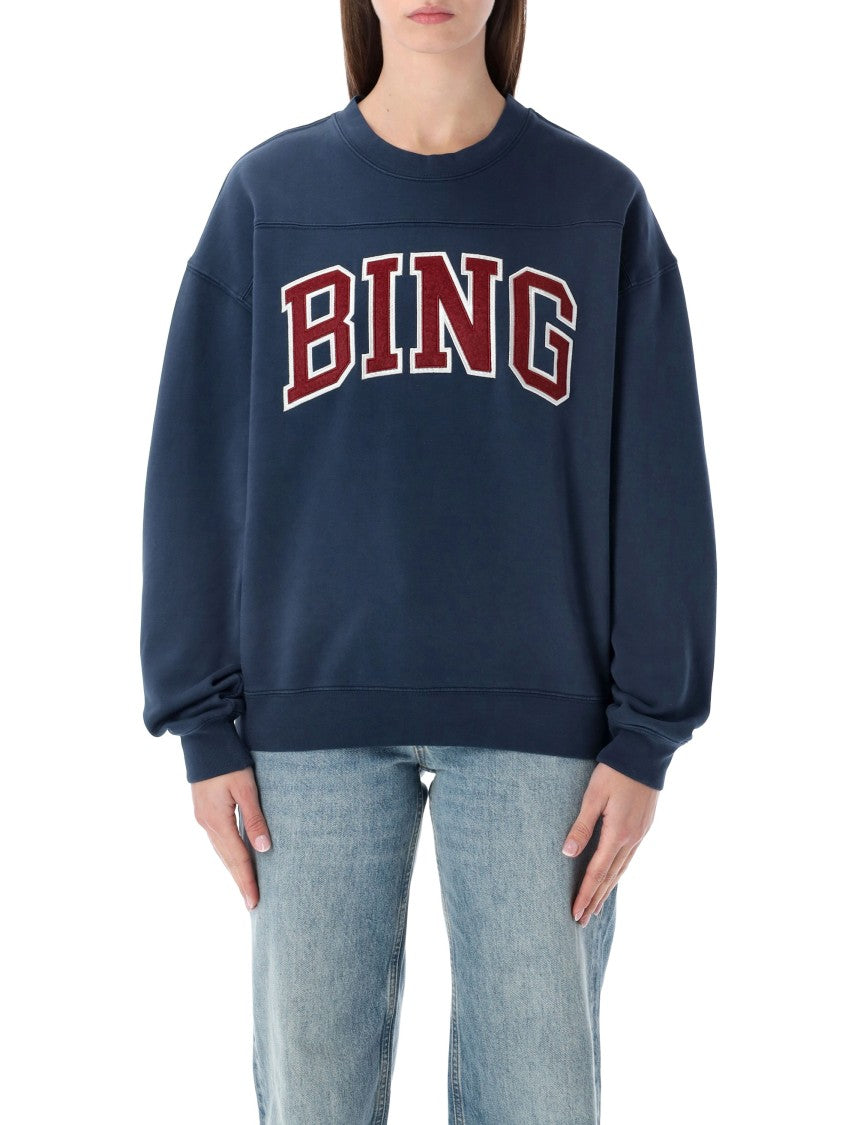 Anine Bing Collegiate-Inspired Oversized Cotton Trenton Sweatshirt