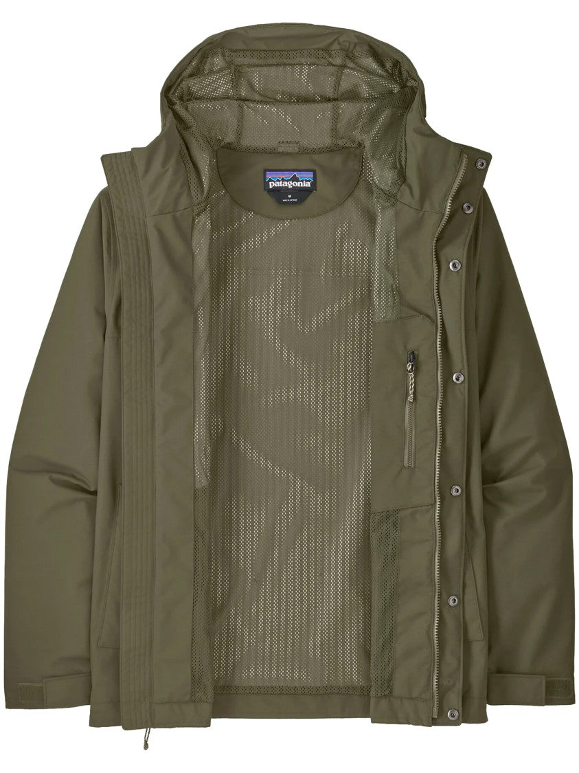 Patagonia Functional Brown Rain Jacket With Adjustable Features