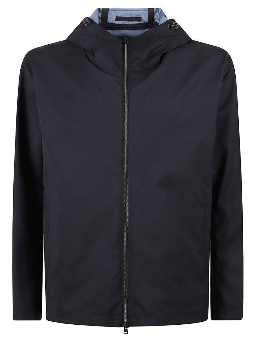 Herno Tailored Blue Coat With Zip Front