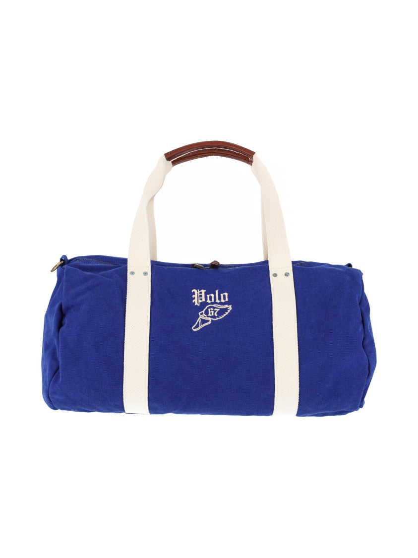 Polo Ralph Lauren Blue Embroidered Logo Cylindrical Bag