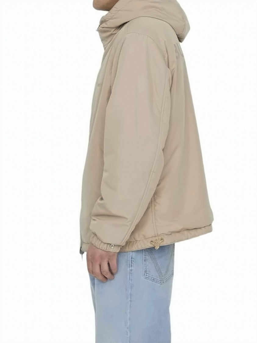 Burberry Reversible Beige Check Jacket With Hood And Relaxed Fit