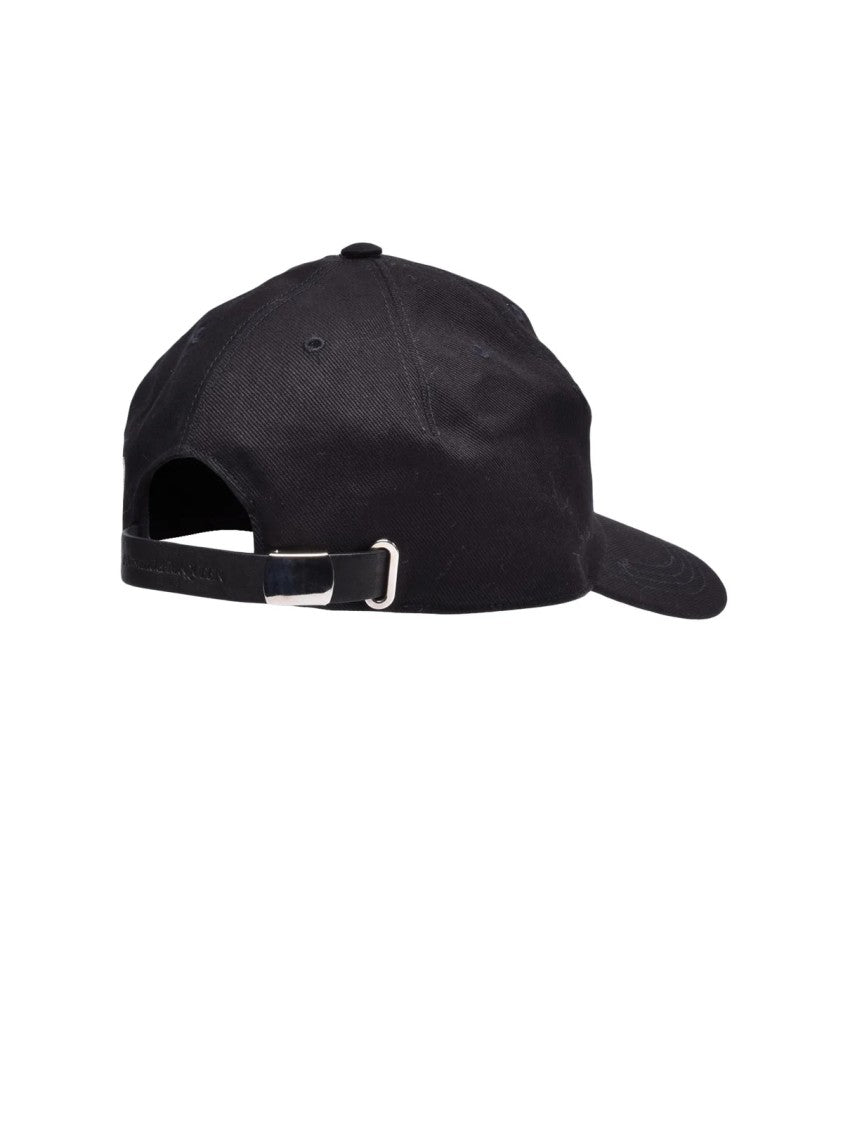 Alexander Mcqueen Black Six-Panel Embroidered Cotton Hat