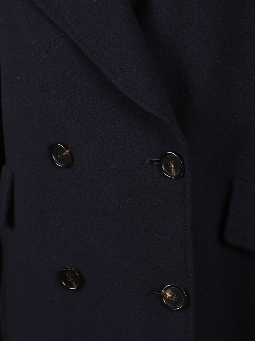 Max Mara Double-Breasted Cropped Jacket With Wide Lapel And Structured Silhouette