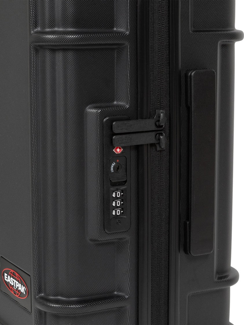 Eastpak Textured Black Hard Shell Suitcase With Reinforced Edges