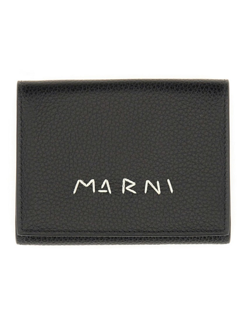 Marni Textured Black Tri-Fold Wallet