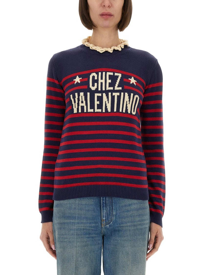 Valentino Striped Cotton Jersey Sweater