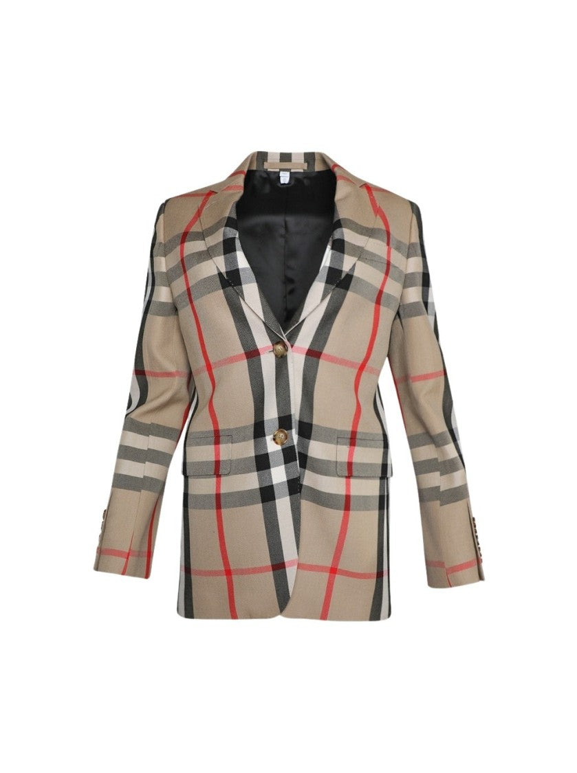 Burberry Check Wool Tailored Jacket