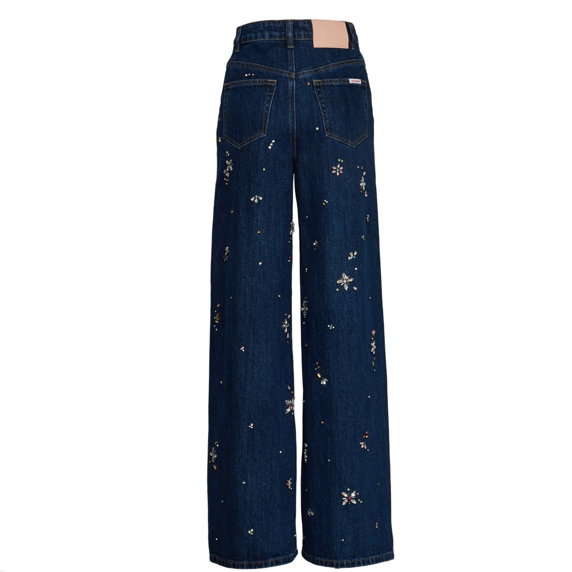 Self-Portrait Jeans Blue Embellished Wide Leg