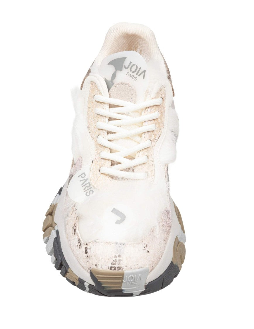 Joia White Mixed-Material Sneakers
