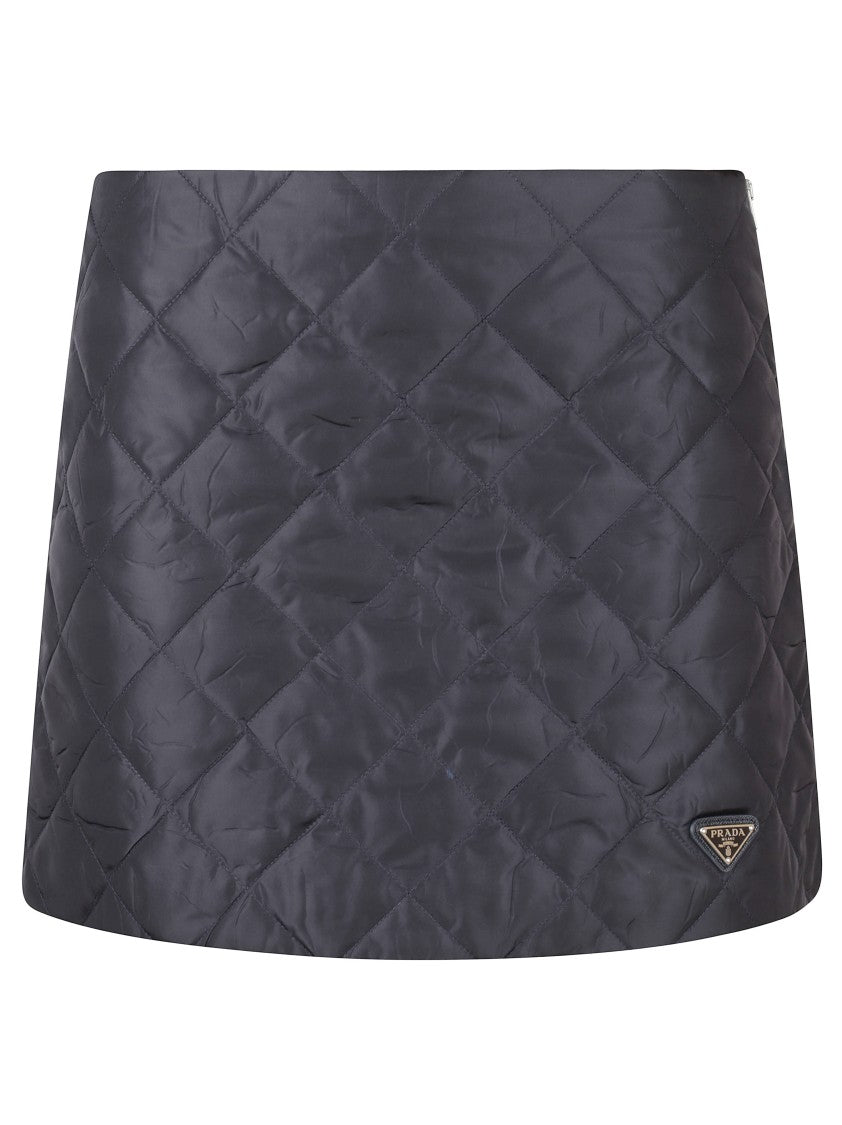 Prada Quilted Grey Skirt With Structured Silhouette