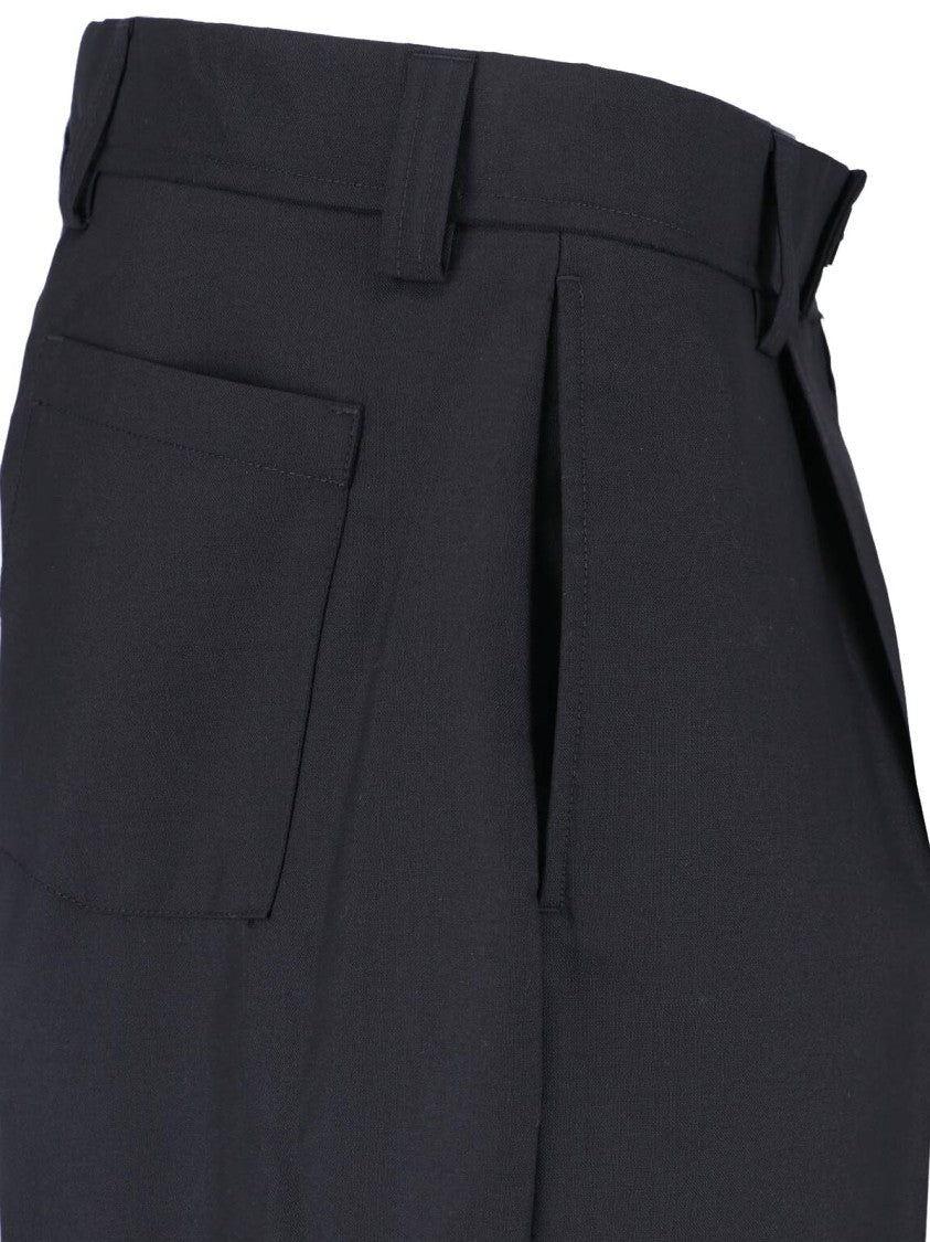 Mfpen Black Classic Straight-Leg Wool Shorts