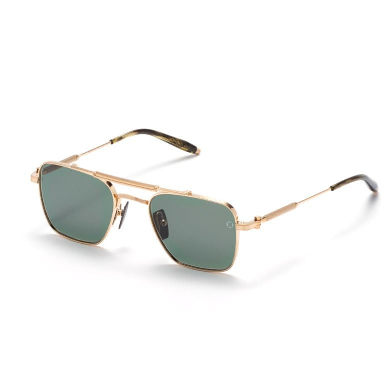 Akoni Square-Shaped Gold Frame Sunglasses With Double Bridge Design