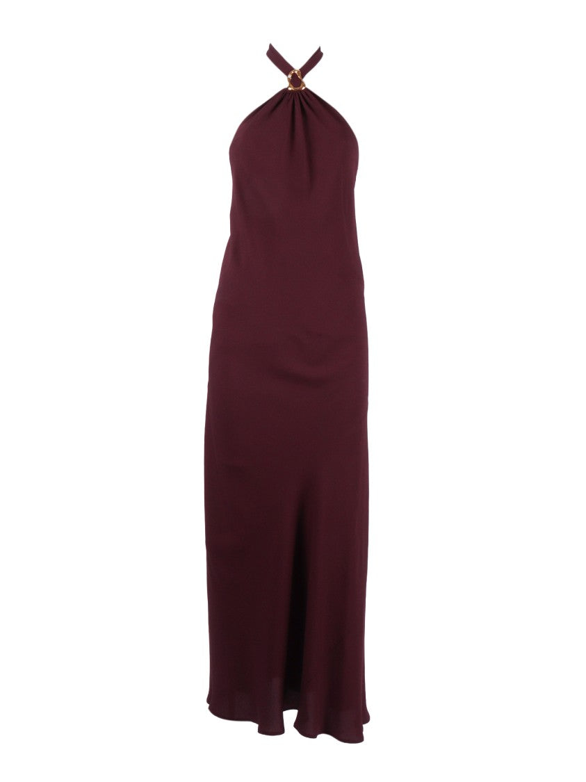 Forte Forte Burgundy Crepe Halter Midi Dress