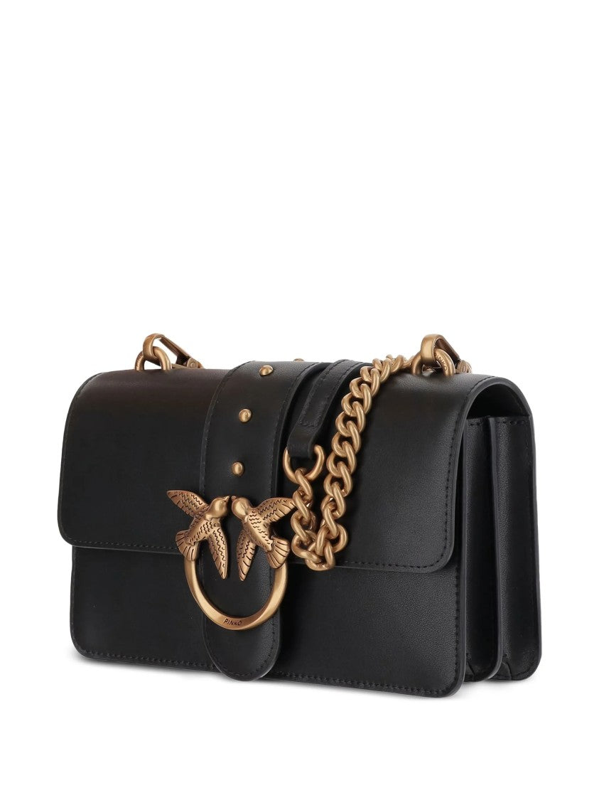 Pinko Black Love One Mini Leather Satchel