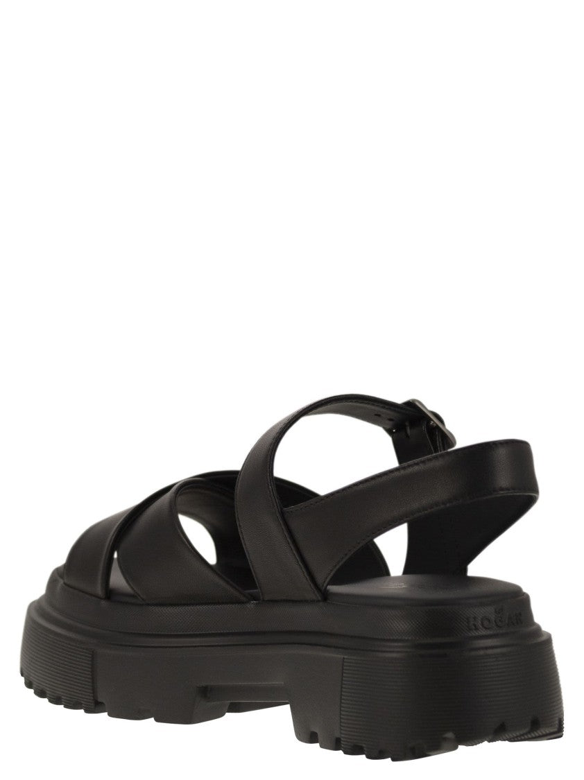 Hogan Leather Sandal With Midsole