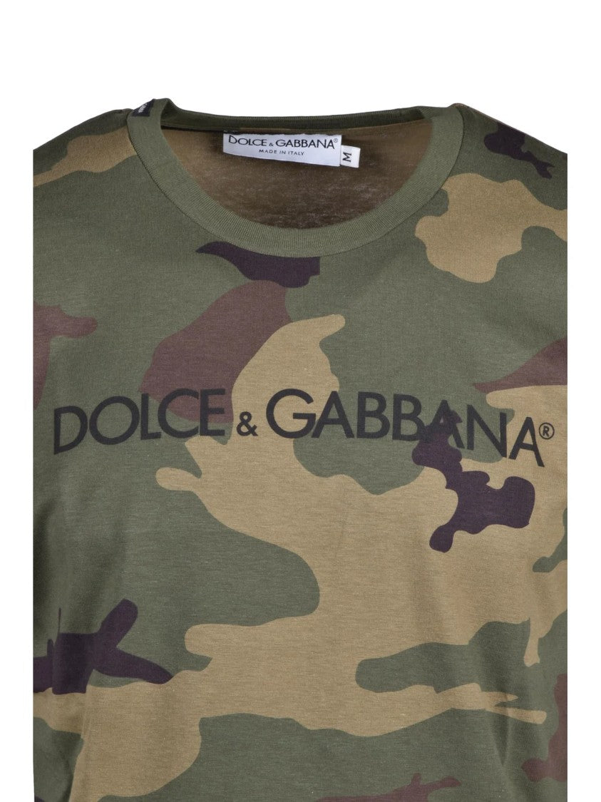 Dolce & Gabbana Military Green Camouflage Pattern Cotton T-Shirt