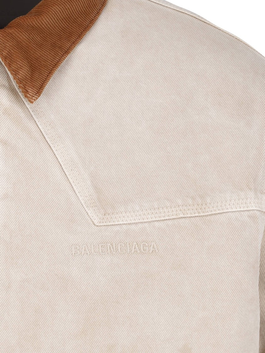Balenciaga Beige Distressed Zip-Up Cotton Jacket