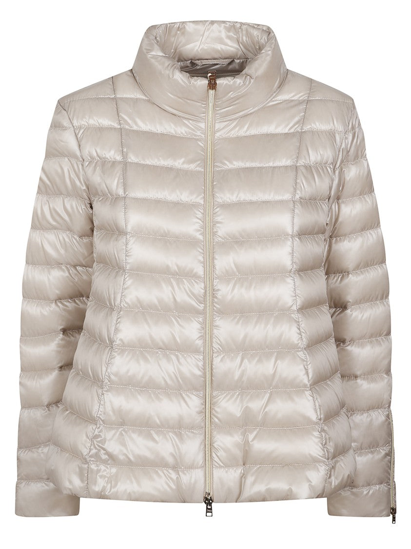 Herno Beige High Collar Nylon Down Jacket