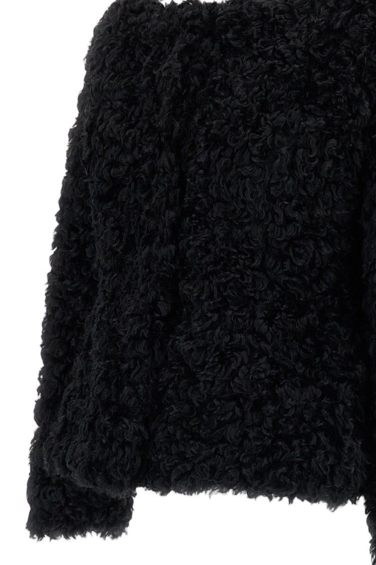 Simone Rocha Black Sculpted Round Faux-Fur Jacket