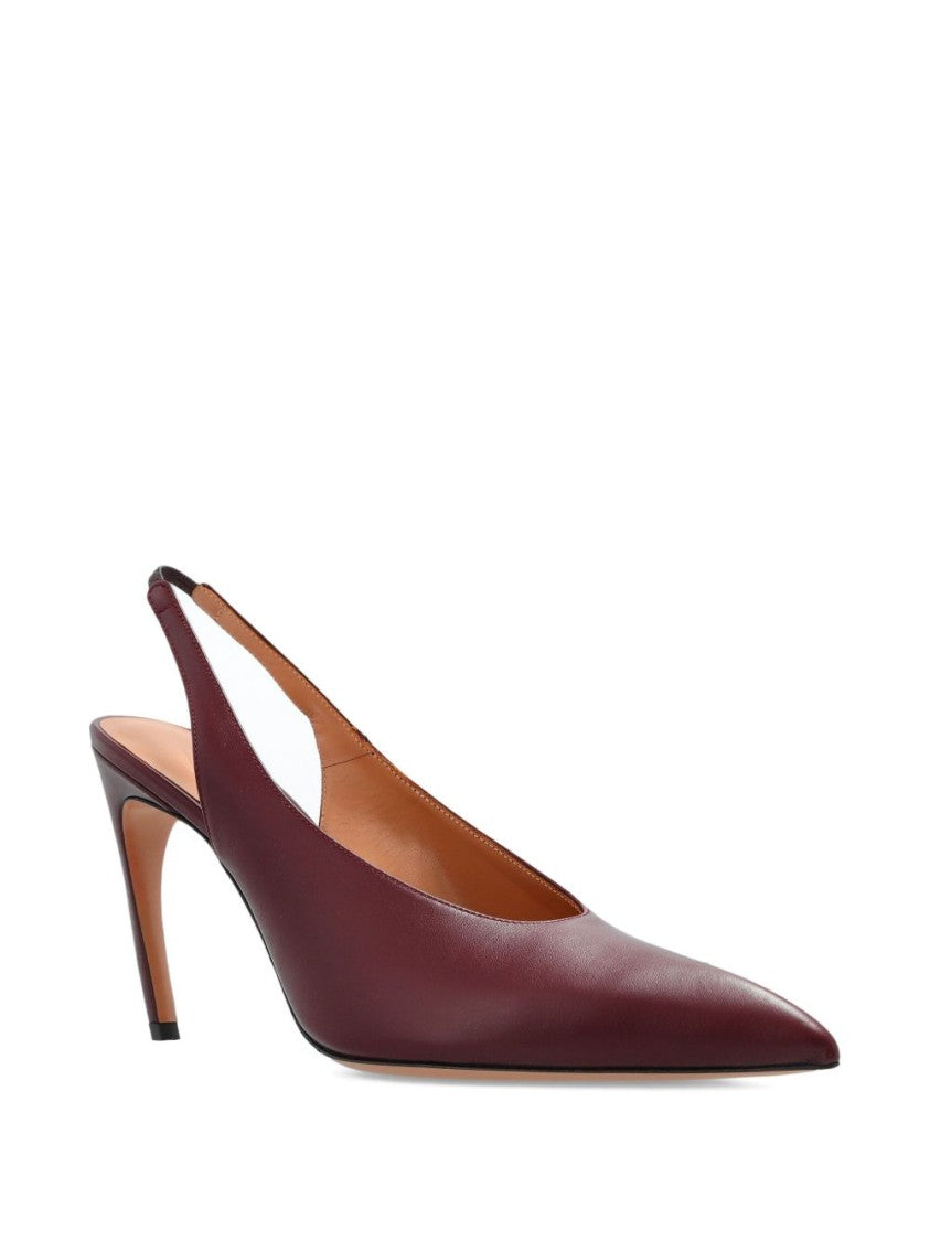 The Attico Slingback Pumps In Smooth Purple Calf Leather