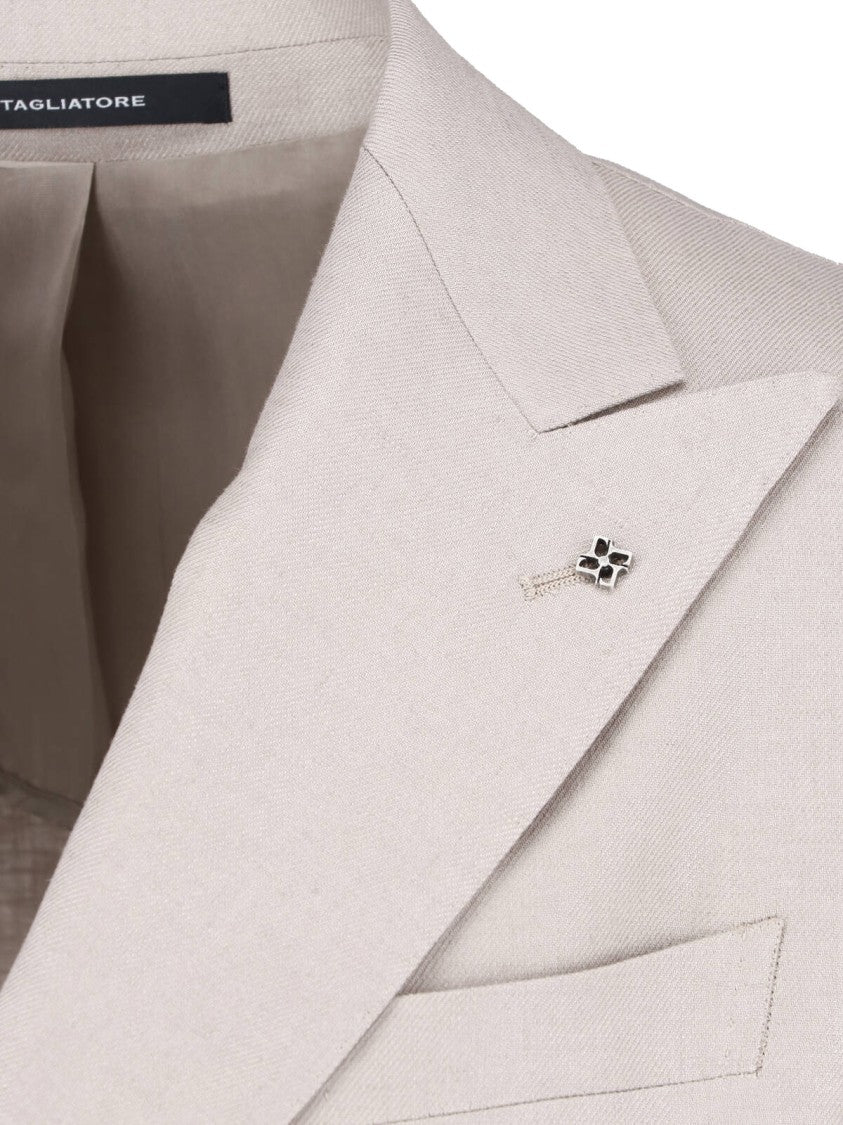 Tagliatore Gray Double-Breasted Linen Suit