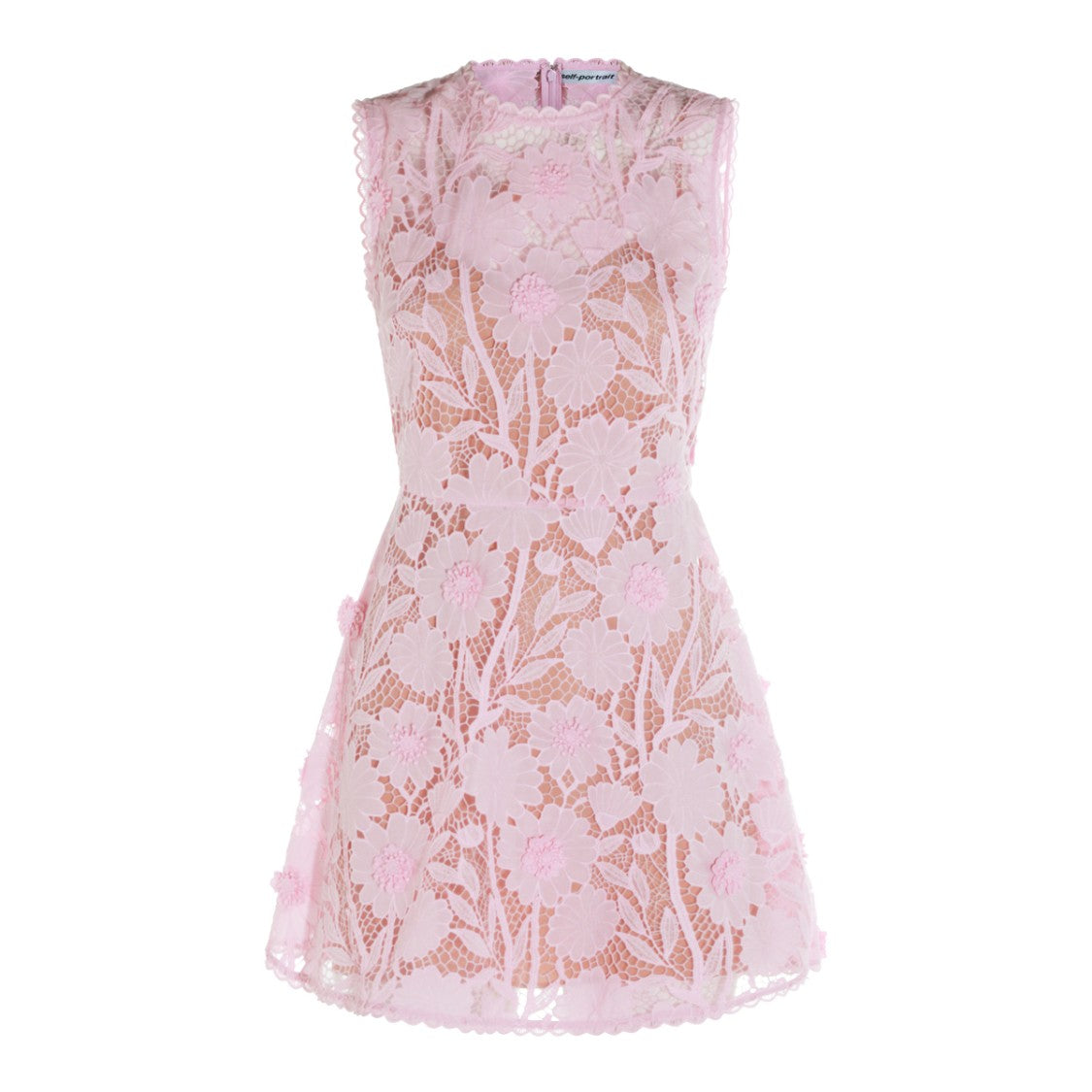 Self-Portrait Intricate Lace Mini Dress With Scalloped Edges