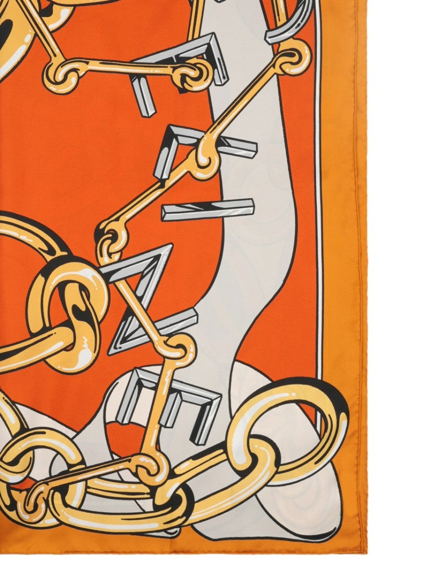 Celine Chain Print Square Silk Scarf