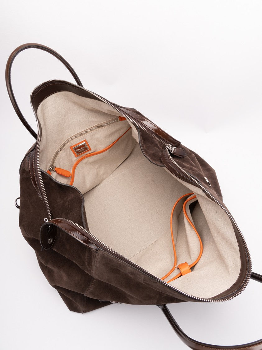 Santoni Structured Calf Leather Duffle Bag