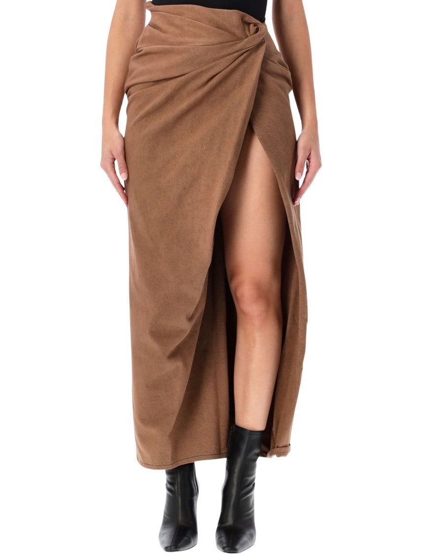 Diesel Draped Wrap Design Midi Skirt With High Slit