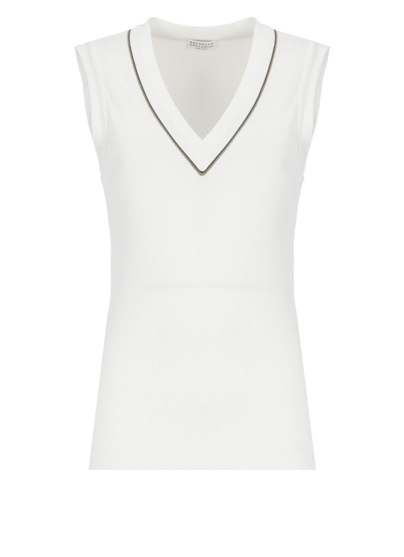 Brunello Cucinelli White Cotton Top