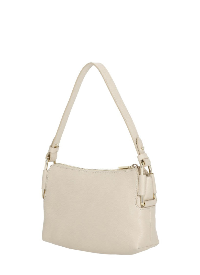 Coccinelle Mini Shoulder Bag In Pebbled Leather With Gold Accents