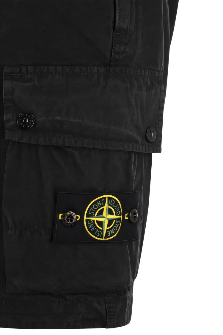 Stone Island Brushed Cotton Canvas Bermuda Shorts With Garment-Dyed Finish