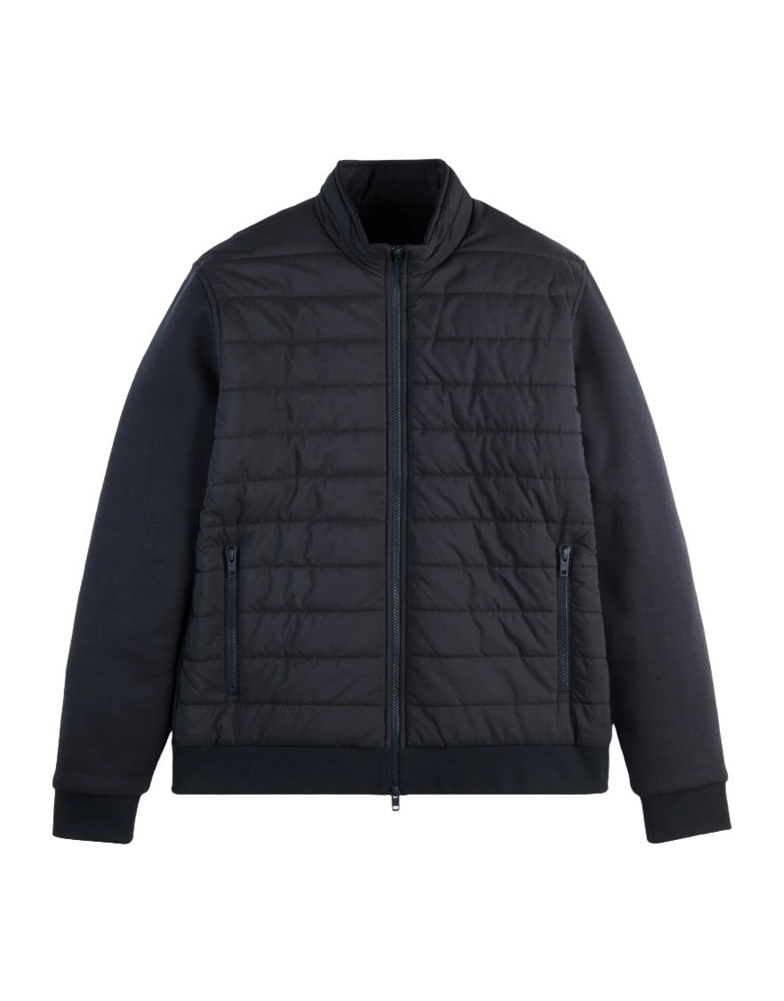 Fay Navy Quilted Casual Jacket With Stand Collar