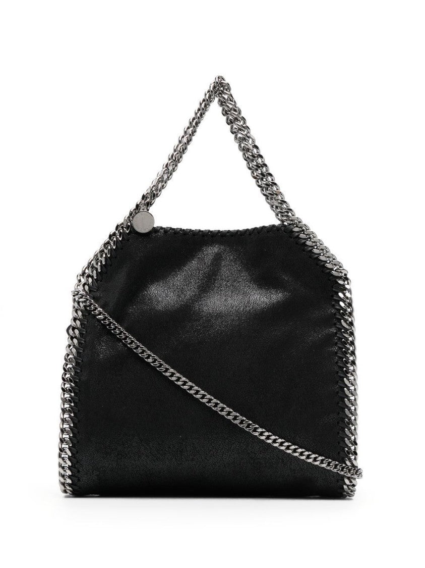 Stella Mccartney Textured Black Bag With Silver Chain Accents