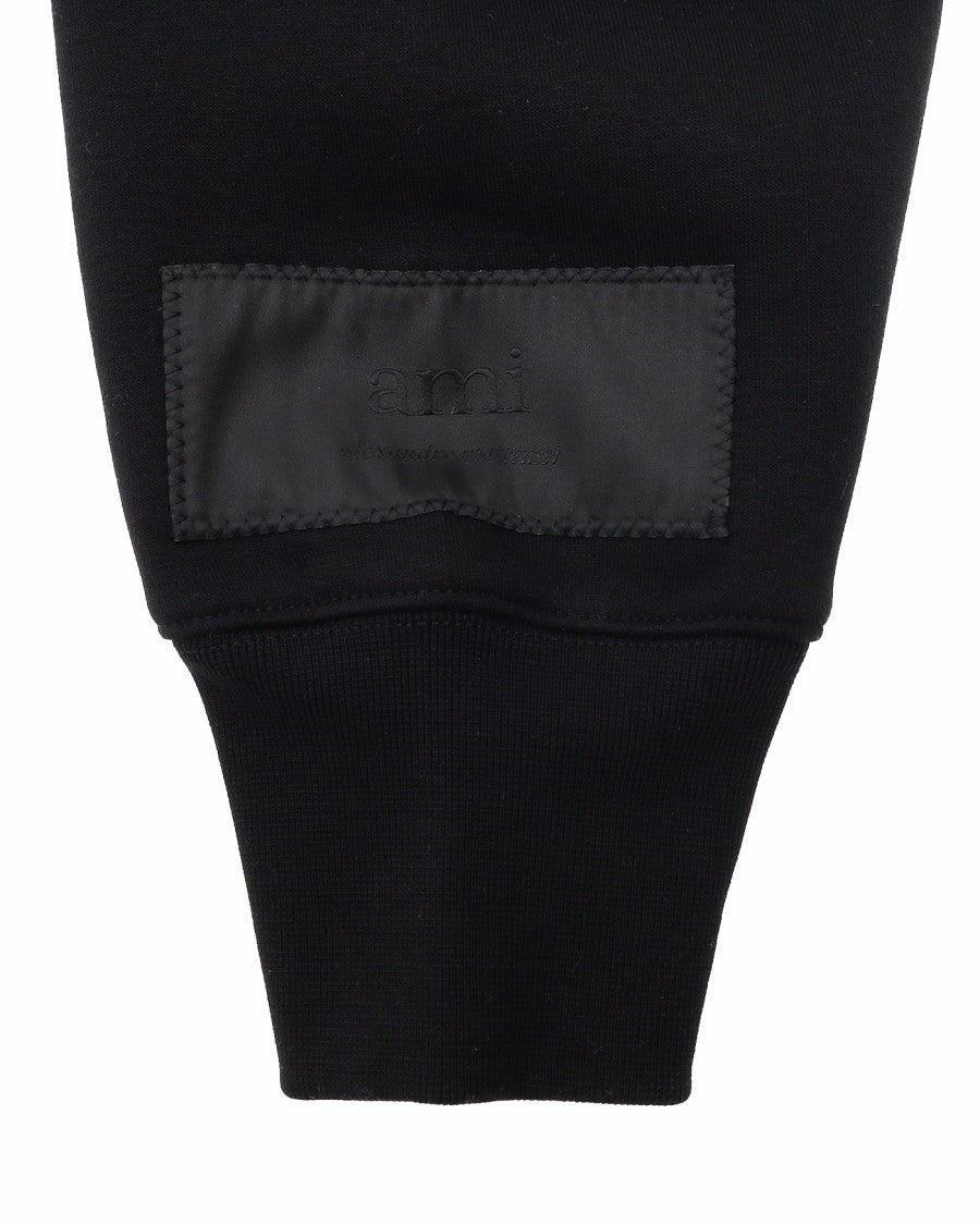 Ami Relaxed-Fit Black Hoodie With Satin Label