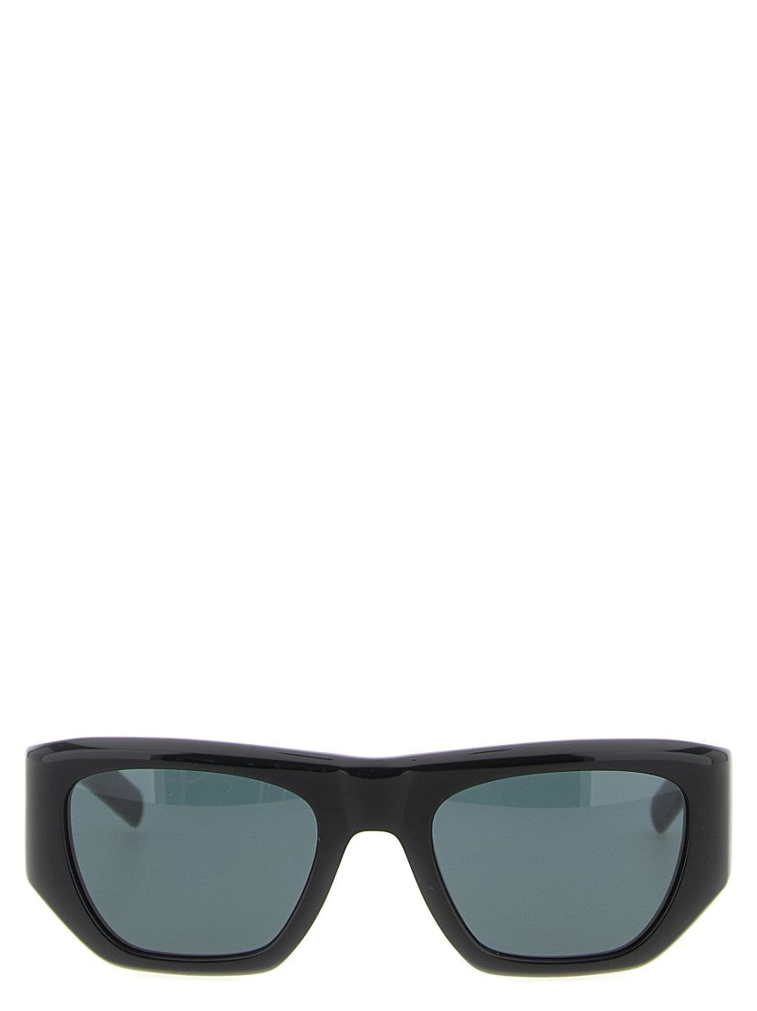 Saint Laurent Square Black Acetate Sunglasses With Engraved Logo