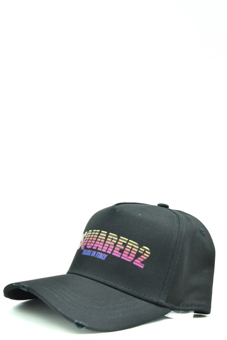 Dsquared2 Structured Black Cotton Gradient Logo Cap