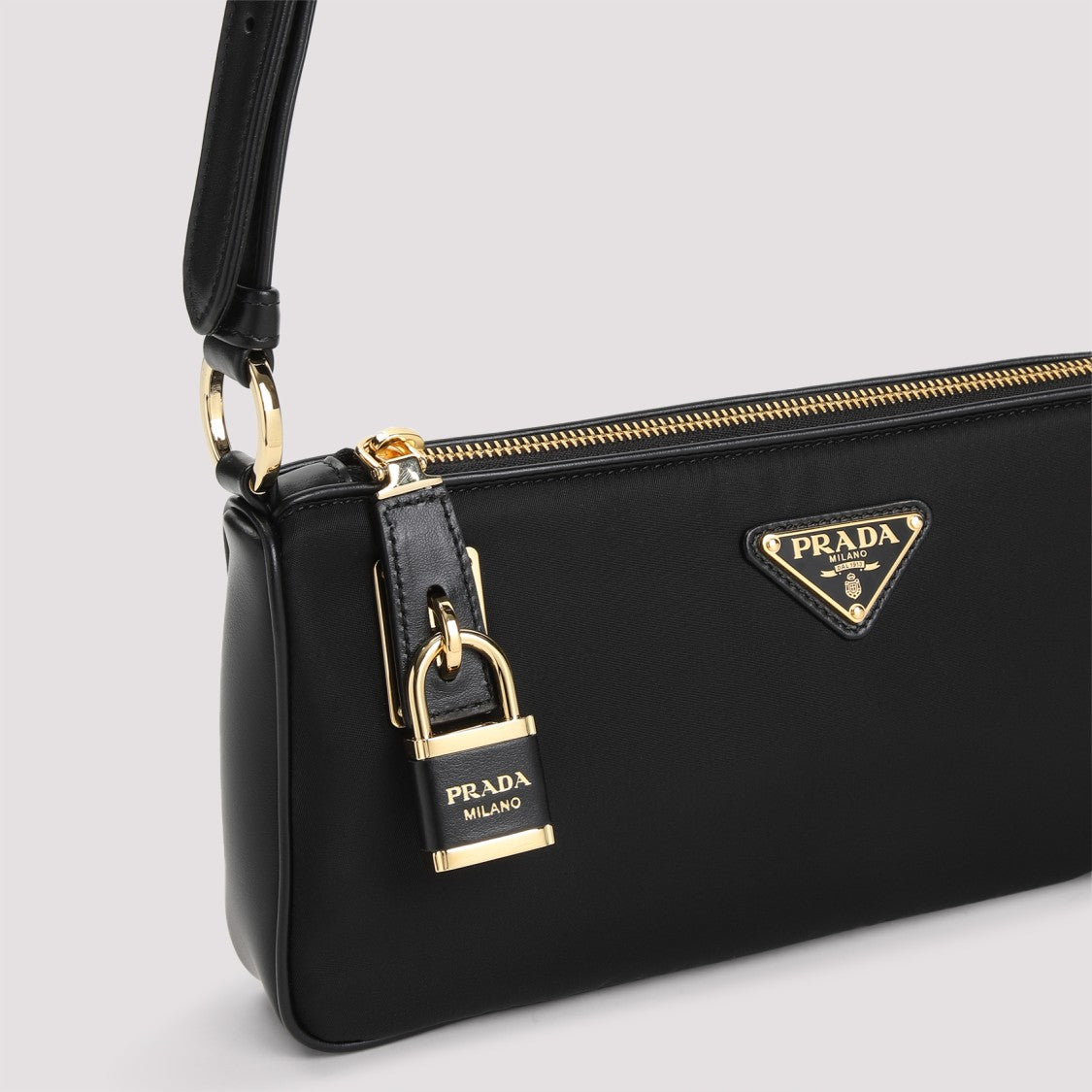 Prada Black Shoulder Bag With Gold-Tone Accents