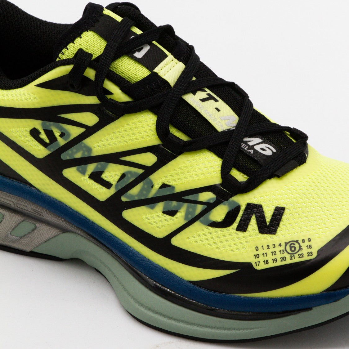 Mm6 By Maison Margiela X Salomon Neon Yellow Mesh Sneakers With Geometric Overlays