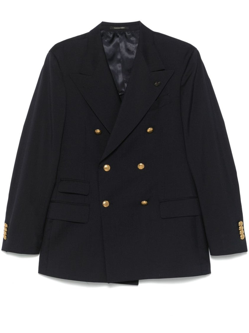 Gabriele Pasini Navy Blue Double-Breasted Blazer With Flap Pockets