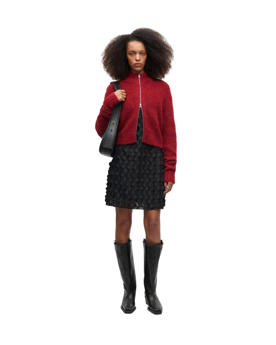 Samsøe Samsøe Red Sajeanne Brushed Zip-Through Cardigan
