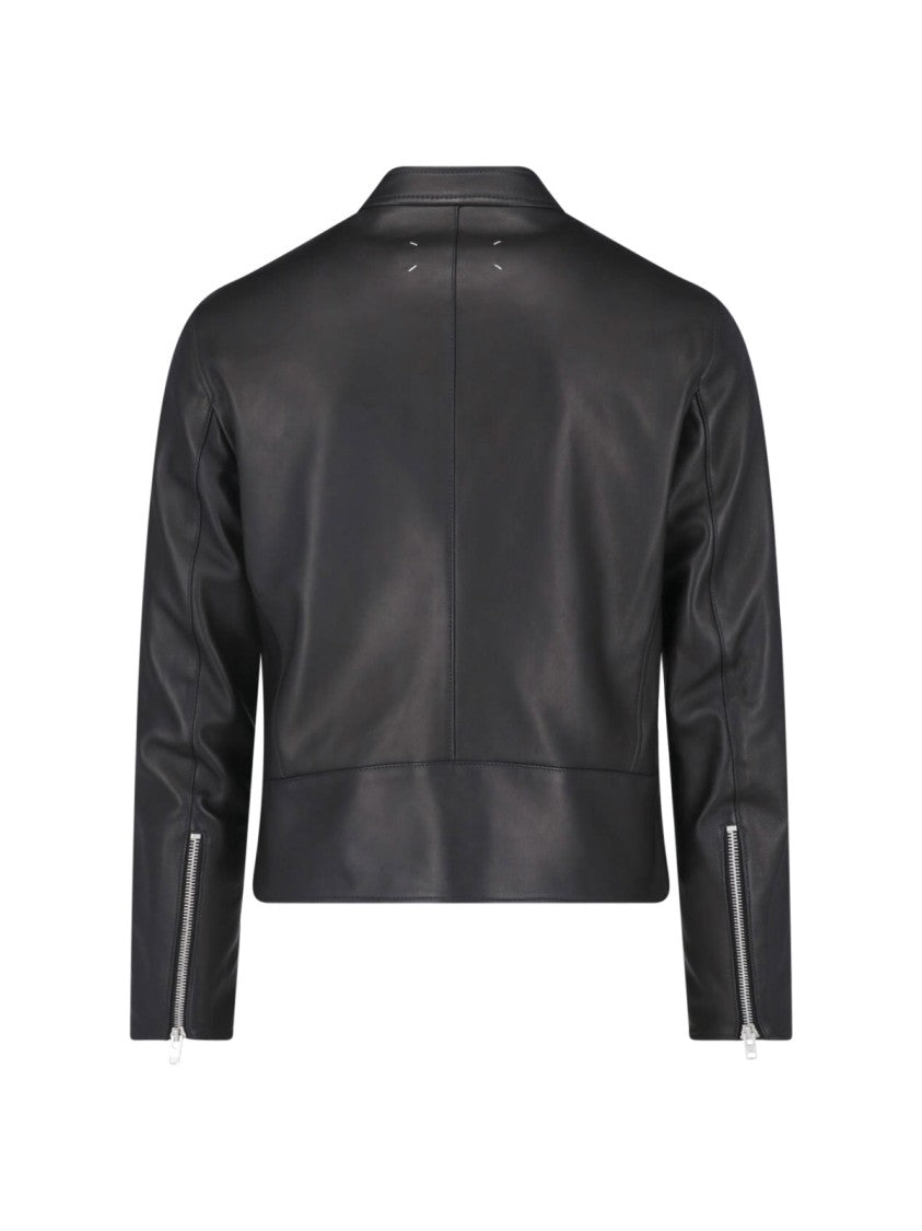 Maison Margiela Black Leather Four Stitches Biker Jacket