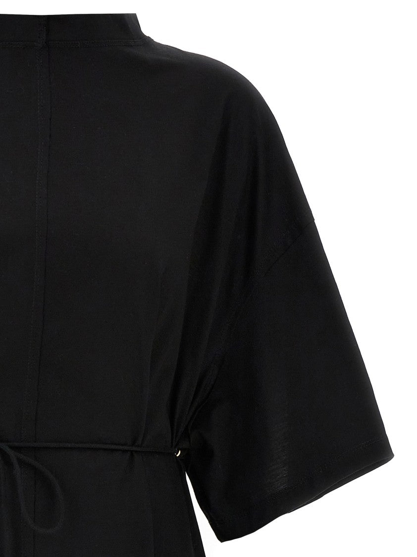 Di.La3 Pari' Asymmetrical Black Cotton T-Shirt With Dropped Shoulders